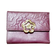 Guangzhou Supplier Fashionable Leather Folder Mini Purse Wallet (W181)